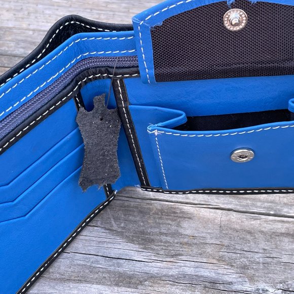 Handmade Leather Wallet BlueBlack Men Card Holder Bifold Purse Multi CardHolder - Picture 13 of 16